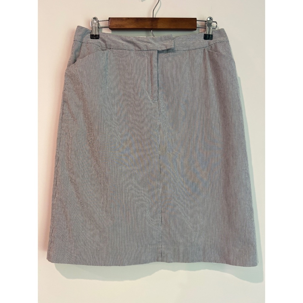 Pendleton‎ Blue White Seersucker Striped Cotton Blend Skirt Size 10 Office